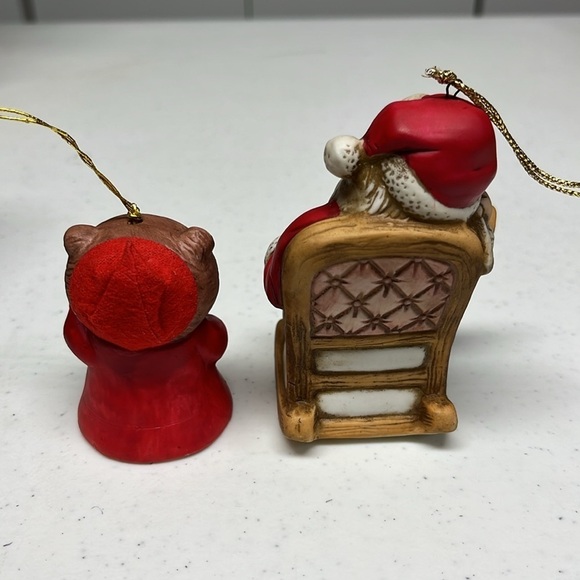 Santa in Rocker and chipmunk ornaments Vintage - Picture 3 of 7